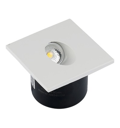Spot LED encastrable carré 3W pour escaliers - 4000K, 270lm, trou : 62mm, dim : 80x80mm