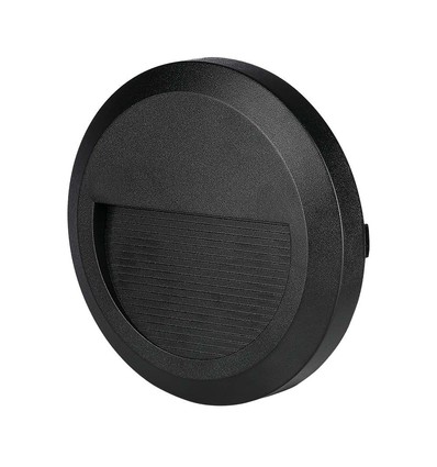 Applique murale LED 2W pour escaliers - Ronde, noir, 3000K, 80lm, Ø15cm, intérieur / extérieur