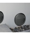 2W LED vegglampe til trapper - Rund, sort, 3000K, 80lm, Ø15cm, inne / ute