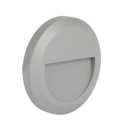 2W Ø15cm LED bolderlamp / trapverlichting - Rond, grijs, IP65, 3000K, incl. lichtbron