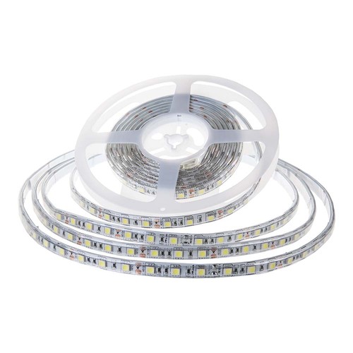 5m 8W/m sprutsikker LED strip - 24V, IP65, 120 LED pr. meter, 6500K