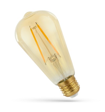 E27 5W LED-lampa - ST58, filament, bärnstensfärgat glas, extra varm
