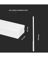 120cm 40W LED lineært armatur med Samsung chip - Hvid, 120° spredning, inkl. 1,5m wireophæng