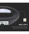 9W LED vegglampe - Sort, 1070lm, 3000K, aluminium, innendørs