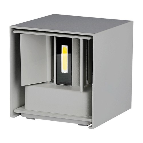 11W LED wandlamp - Bridgelux chip, 3000K, grijs, vierkant, aluminium, IP65
