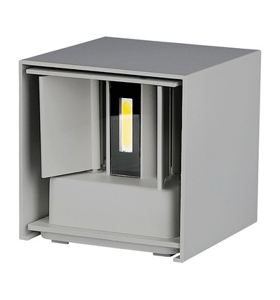 11W LED wandlamp - Bridgelux chip, 3000K, grijs, vierkant, aluminium, IP65