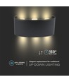 5W LED vegglampe, IP65 - Sort, 630lm, varm hvit, opp/ned lys, utendørs/innendørs
