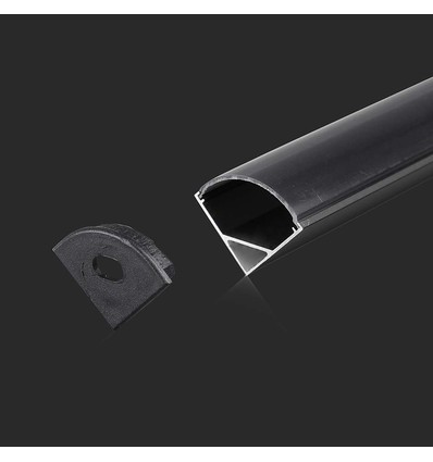 2m Alu hoekprofiel voor LED strips, zwart - Incl. cover, 15,8 x 15,8 mm, IP20