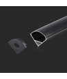 Profilé Alu d'angle 2m pour rubans LED, noir - Avec diffuseur, 15,8 x 15,8 mm, IP20