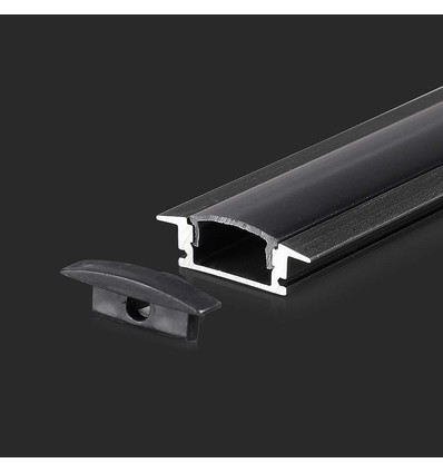 2m aluminium inbouwprofiel - Incl. zwarte cover, 24,7 x 7 mm, IP20
