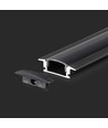 Profilé aluminium encastrable 2m - Avec diffuseur noir, 24,7 x 7 mm, IP20