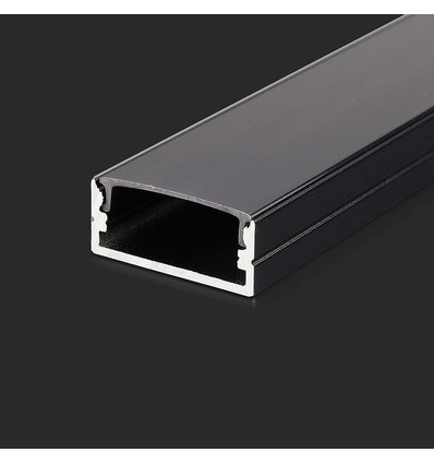 Kit de montage profilé alu noir 2m - 23,5x10mm, avec diffuseur noir inclus