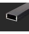 2m sort aluprofil monteringssett - 23,5x10mm, inkl. sort deksel