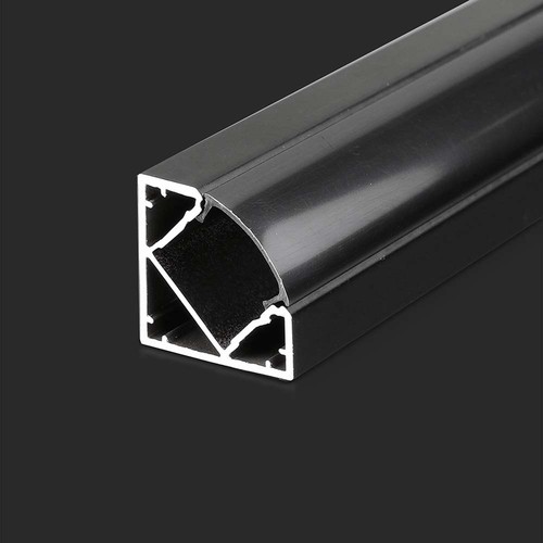 Profilé aluminium d'angle 2m pour rubans LED - Noir, avec diffuseur noir, 19x19mm