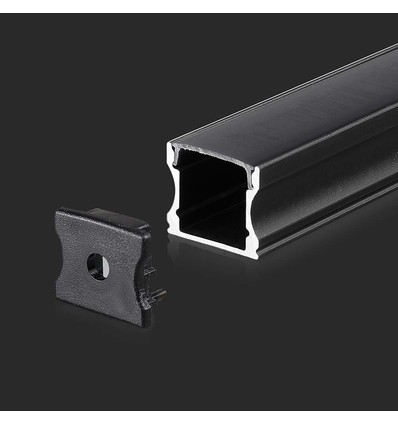 2m Alu profil til LED strips, hvit - Inkl. melkehvitt deksel, til 20mm strips, overflatemontering