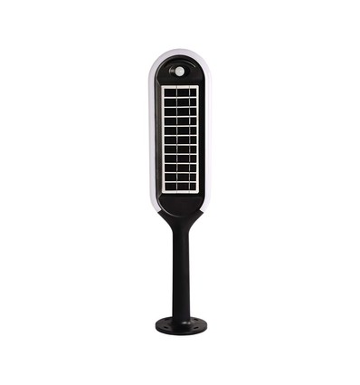 5W LED havelampe med solcelle og sensor - IP65, 70cm højde, spyd/fod, 4000K, sort/hvid, 360 grader lysudbytte