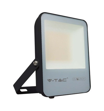 50W LED Strålkastare - 6400K Svart Hölje, Grått Glas, 185lm/W