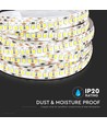 5m 17-18W/m LED strip - 24V, IP20, 204 LED par mètre, blanc froid