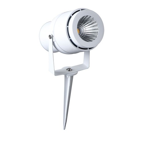 Spot de jardin LED 12W avec piquet - IP65, 3000K, blanc, 20 degrés, aluminium