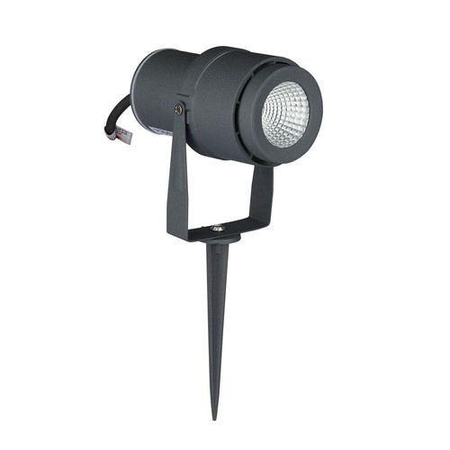 Spot de jardin LED 12W avec piquet - Gris, IP65 extérieur, 3000K