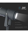 Spot de jardin LED 12W avec piquet - Gris, IP65 extérieur, 3000K