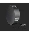 3W Ø15cm rund LED vegglampe - IP65, sort, 3000K, utendørs, inkl. lyskilde