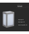 Applique murale LED 12W, IP65 - Gris, 1250lm, 3000K, extérieur, carrée