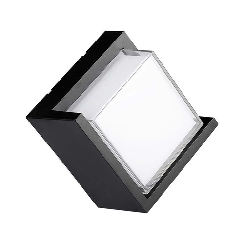 12W LED wandlamp, vierkant zwart frame - IP65, 1160-1200lm, binnen / buiten, incl. lichtbron