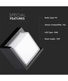 12W LED vägglampa, kvadratisk svart ram - IP65, 1160-1200lm, inomhus / utomhus, inkl. ljuskälla