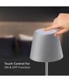 3W uppladdningsbar LED bordslampa, touch dimbar - 5V, Grå, 3000K, 4000mAh batteri, järn