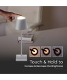 Lampe de table LED rechargeable 3W, tactile dimmable - 5V, Gris, 3000K, batterie 4000mAh, fer