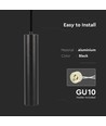 V-Tac Suspension GU10 Ø5,5x30cm - Noir, sans source lumineuse