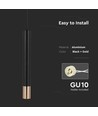 Suspension GU10, Noir/Or - Ø6x50cm, cylindrique, aluminium, sans source lumineuse