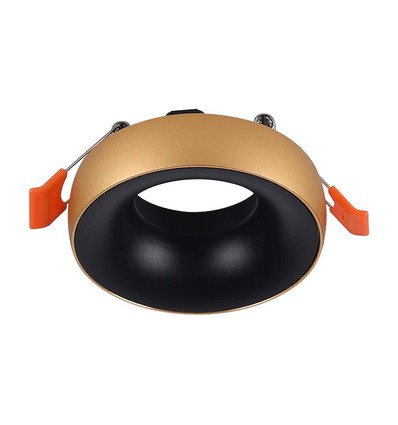 Spot encastrable GU10 - Rond, bord doré, réflecteur noir, IP20, aluminium, découpe : Ø60mm, sans source lumineuse