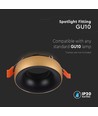 Spot encastrable GU10 - Rond, bord doré, réflecteur noir, IP20, aluminium, découpe : Ø60mm, sans source lumineuse