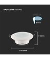 GU10 indbygningsspot - Rund, hvid, IP44, PC plast, Hul: Ø7 cm, Mål: Ø9,2 cm