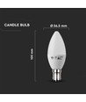 B15 5,5W dæmpbar LED kertepære - Samsung LED chip, 3000K, varm hvid, erstatter 40W