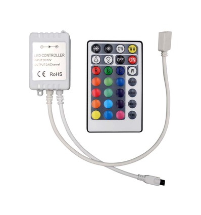 RGB+CCT controller med fjernkontroll - 12V/24V, 28 knapper, 10A, til LED strips