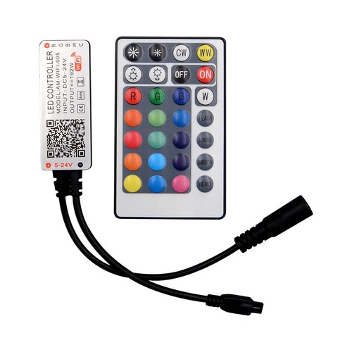 Contrôleur LED WiFi RGB+CCT - 12V/24V, 5 canaux, avec télécommande, compatible Google Home