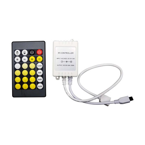 Infrarød controller med fjernbetjening til CCT/RGB - 12V-24V, 6A, 24 knapper, til 3-i-1 LED strips