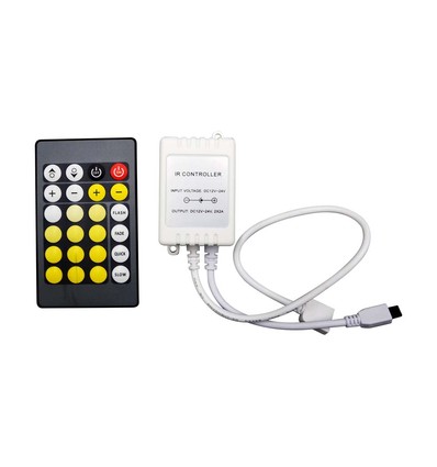Infrarød controller med fjernkontroll til CCT/RGB - 12V-24V, 6A, 24 knapper, til 3-i-1 LED strips