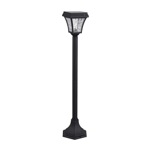 2W LED solcelle hagelampe med spyd - Sort, 3-i-1 CCT, bevegelsessensor, IP65, høyde 93cm, aluminium