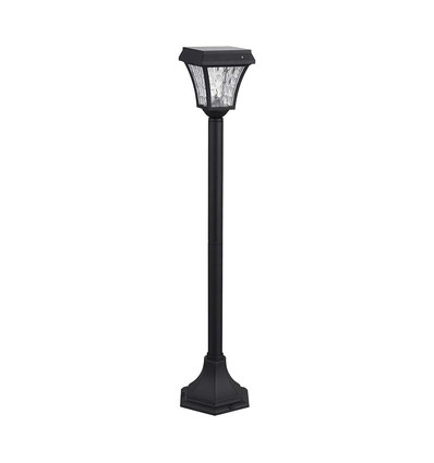 Lampe de jardin solaire LED 2W avec piquet - Noir, 3-en-1 CCT, détecteur de mouvement, IP65, hauteur 93cm, aluminium