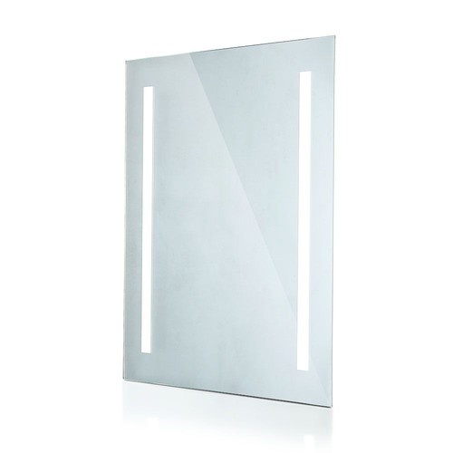 Miroir LED 35W avec éclairage, 70x50cm - Rectangulaire, finition chrome, 6400K, bord blanc