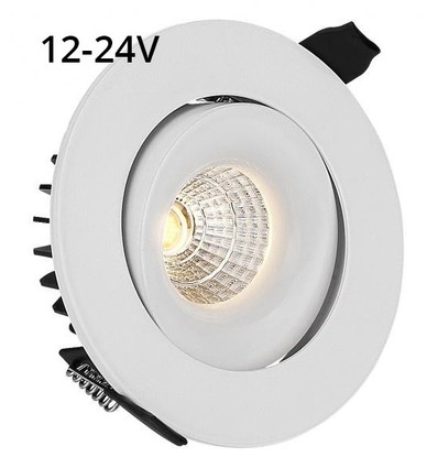 9W Ø11,5cm infälld spotlight RA90 - 12V-24V, hål: Ø9,5 cm, mått: Ø11,5 cm, vit kant