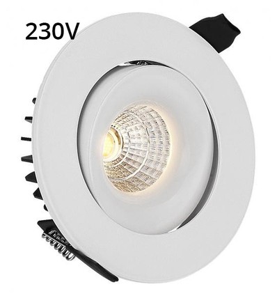 9W Ø11,5cm indbygningsspot dæmpbar RA90 - Hul: Ø9,5 cm, Mål: Ø11,5 cm, Hvid kant