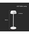 2W oppladbar LED bordlampe, hvit - IP54, touch dimbar, 5V, varm hvit, opptil 10 timers batteri