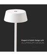Lampe de table LED rechargeable 2W, blanche - IP54, tactile dimmable, 5V, blanc chaud, jusqu'à 10h de batterie