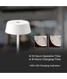 2W uppladdningsbar LED bordslampa, vit - IP54, touch dimbar, 5V, varmvit, upp till 10 timmars batteri