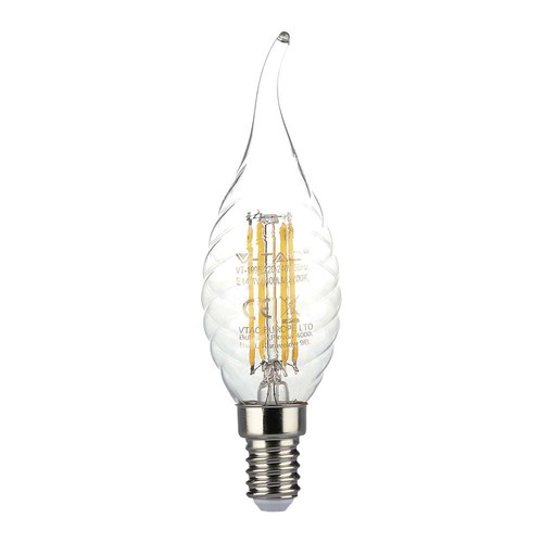 E14 4W LED filament kronlampa med svaj - 3000K, varmvit, ersätter 35W